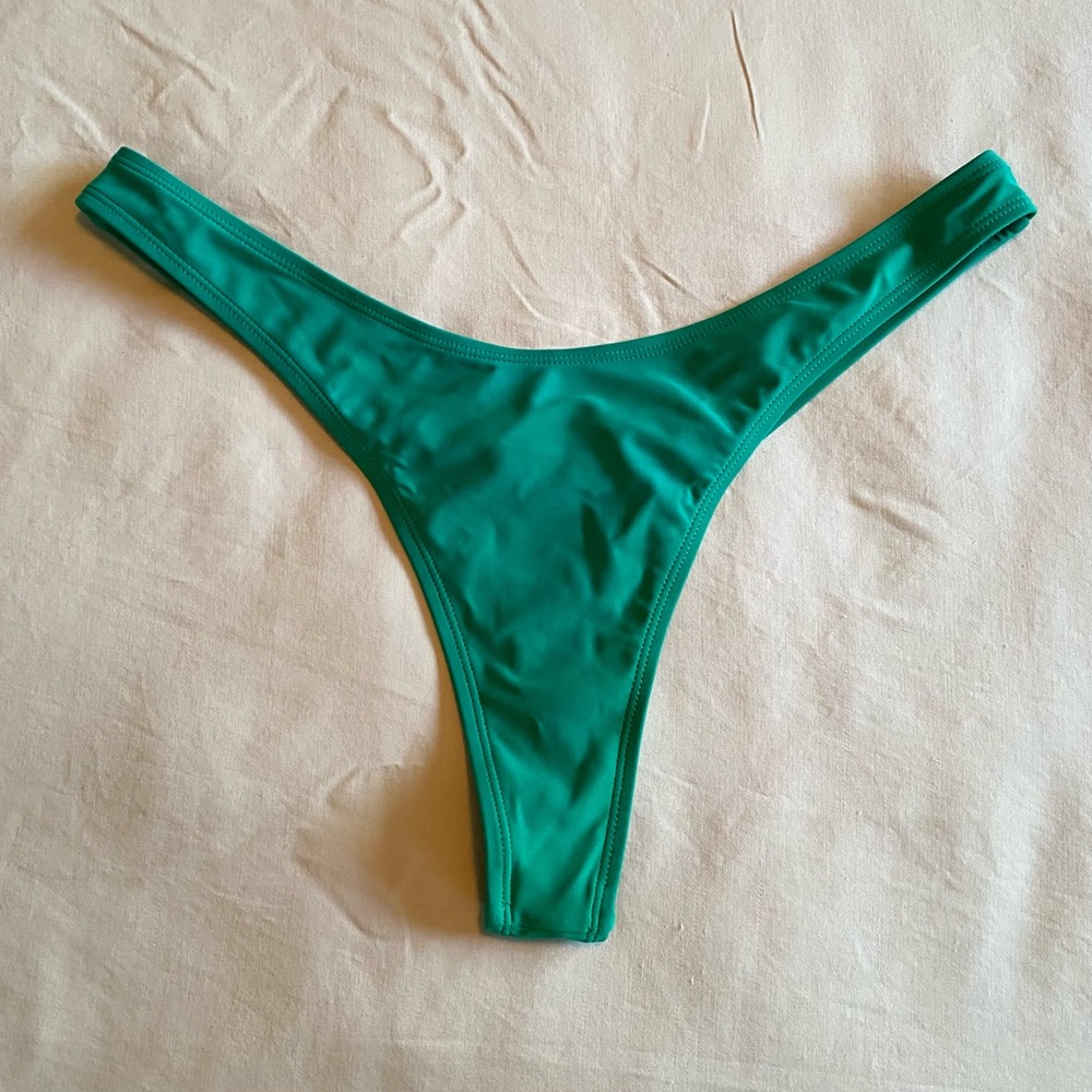 RELLECIGA Green High-Cut Thong Brazilian Bikini Bottom